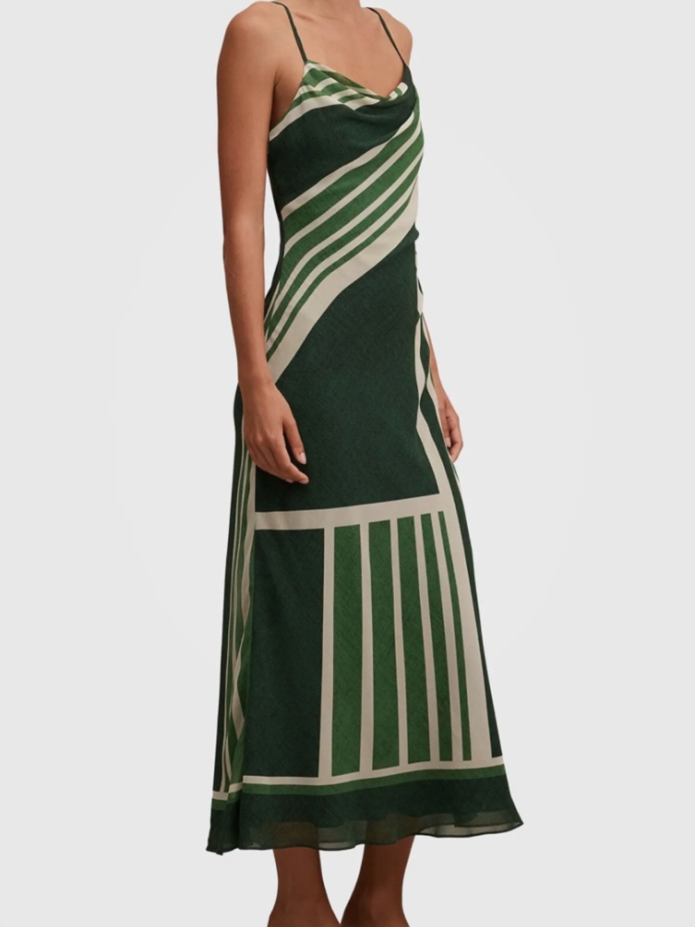 Ever New Annika Strappy Midi Dress (Green Striped)